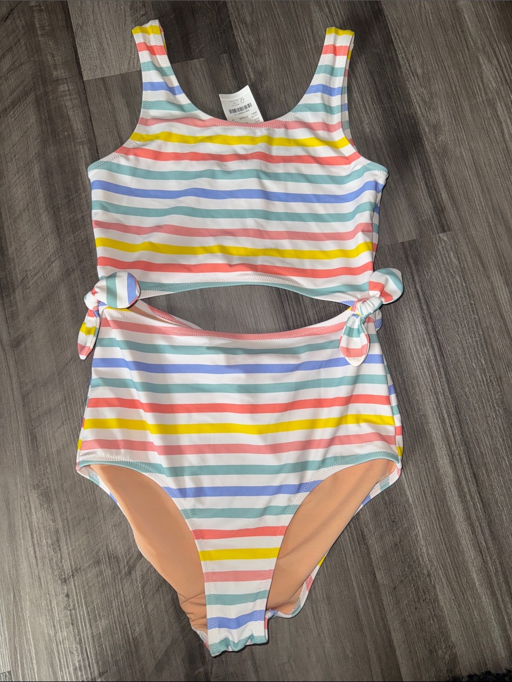 NEW Crewcuts 14 Girls' striped cutout one-piece swimsuit beach pool vacation